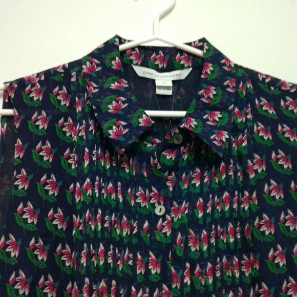 DIANE VON FURSTENBERG Blakely Floral Print Pintuck - Picture 4 of 11